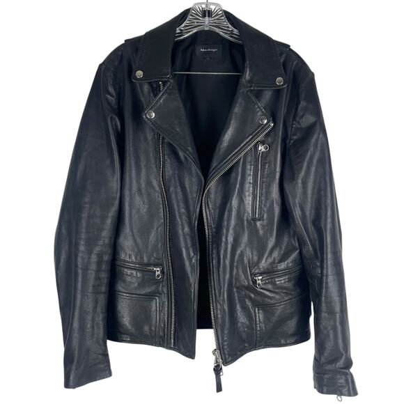 Mackage Manus Lamb Leather Jacket Detachable Hood Black Blue Size 36/ S - Picture 11 of 16